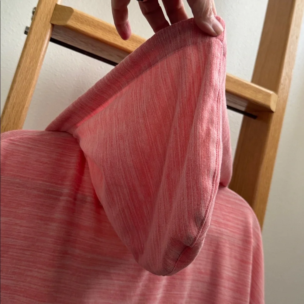 Jockey Oversized Active Pink Variegated Hooded Pullover Front Pocket 3/4 sleeve - Picture 8 of 8